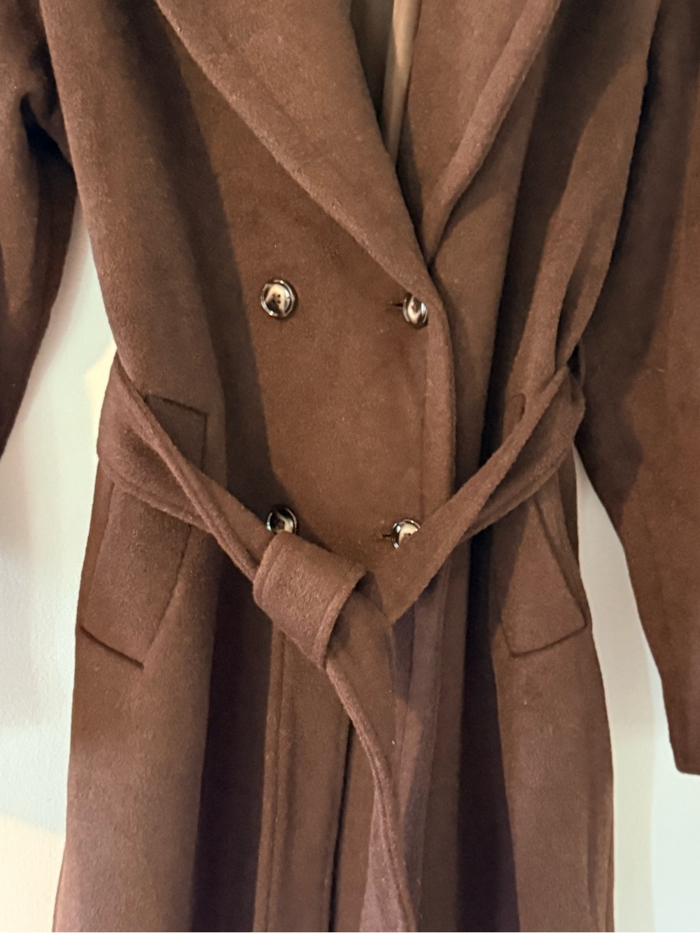 Bernardo XL Brown Wool Blend Double Breasted Belted Maxi Coat NWOT - Picture 4 of 6